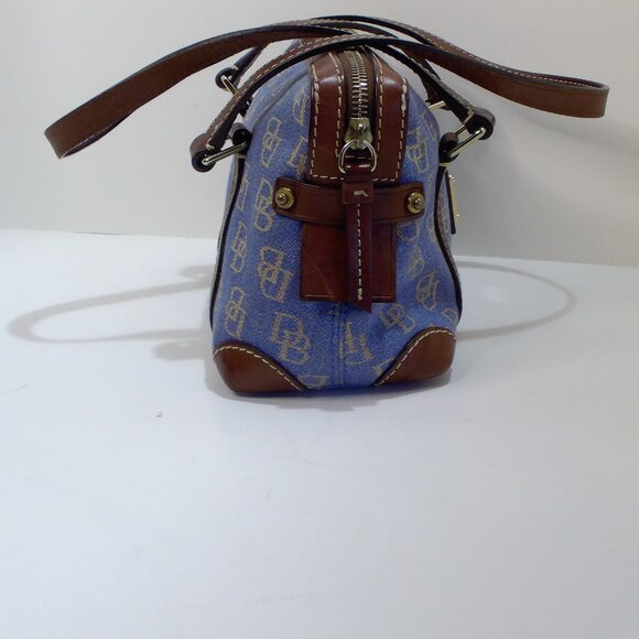 Dooney & Bourke Denium and Brown Leather Trim Satchel/Shoulder Bag, Small. - Picture 4 of 7